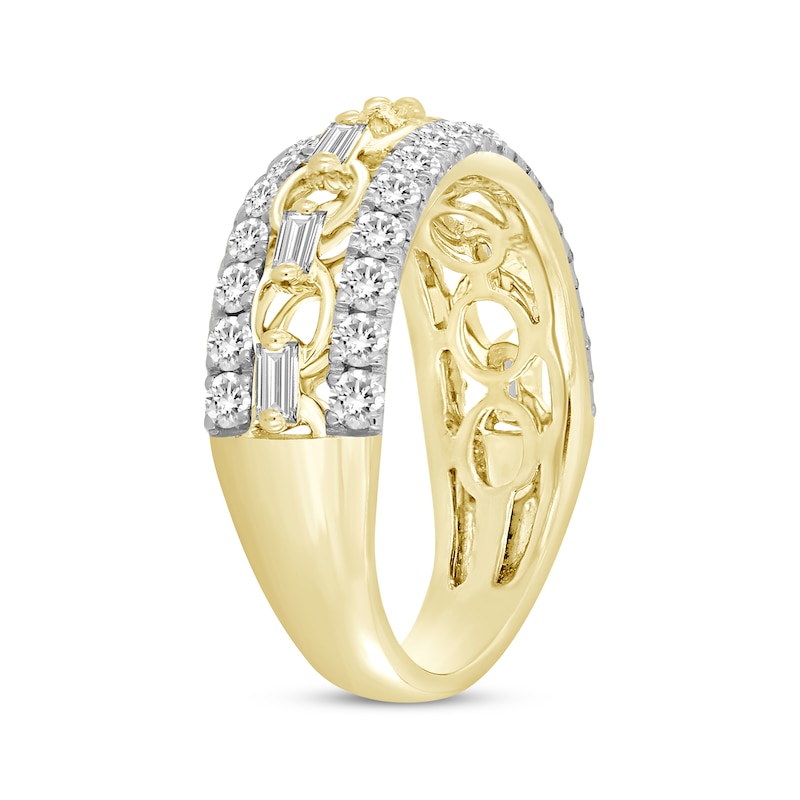 Linked Always Baguette & Round-Cut Diamond Anniversary Ring 1 ct tw 14K Yellow Gold