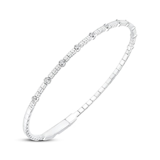 Brilliante Choice of Plating Simulated Diamond Station Bangle Bracelet