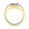Thumbnail Image 2 of Men's Brown & White Multi-Diamond Center Signet Ring 1-1/2 ct tw 10K Yellow Gold