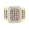 Thumbnail Image 3 of Men's Brown & White Multi-Diamond Center Signet Ring 1-1/2 ct tw 10K Yellow Gold