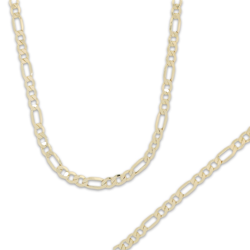 Figaro Chain Necklace 22" & Bracelet 8.5" Boxed Set 10K Yellow Gold