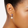 Thumbnail Image 2 of Cultured Pearl, Multi-Shape Blue & White Lab-Created Sapphire Drop Earrings Sterling Silver