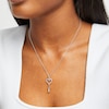 Thumbnail Image 1 of Hallmark Diamonds Swirling Heart Key Necklace 1/10 ct tw Sterling Silver & 10K Rose Gold 18"