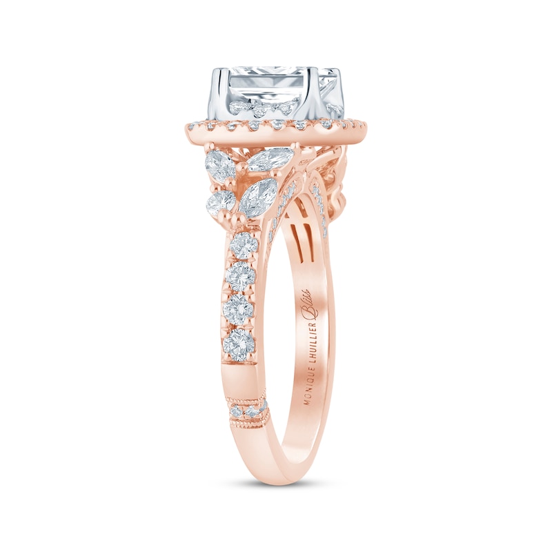 Monique Lhuillier Bliss Princess-Cut Lab-Created Diamond Engagement Ring 1-3/4 ct tw 18K Two-Tone Gold