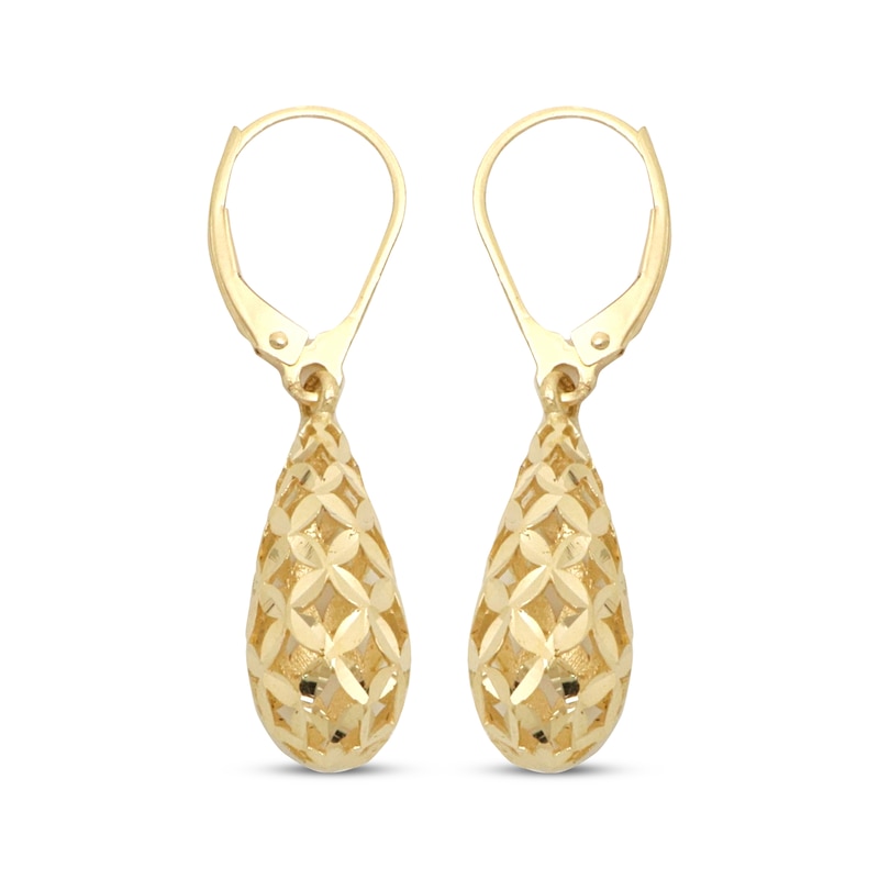 Italian Brilliance Diamond-Cut Drop Earrings 14K Yellow Gold