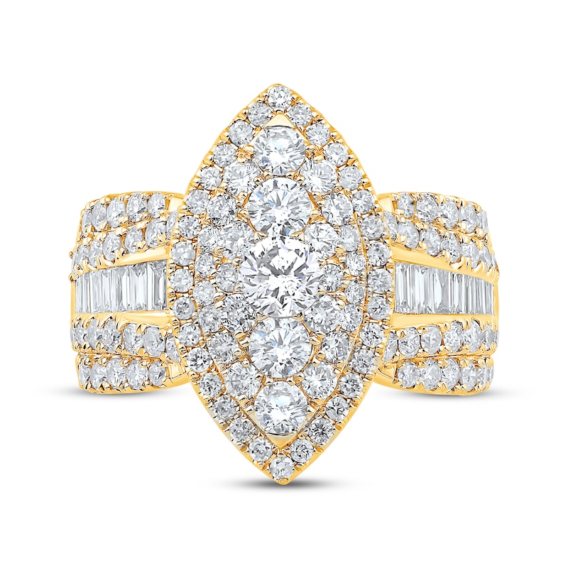 Baguette & Round-Cut Multi-Diamond Center Engagement Ring 2-1/4 ct tw 14K Yellow Gold