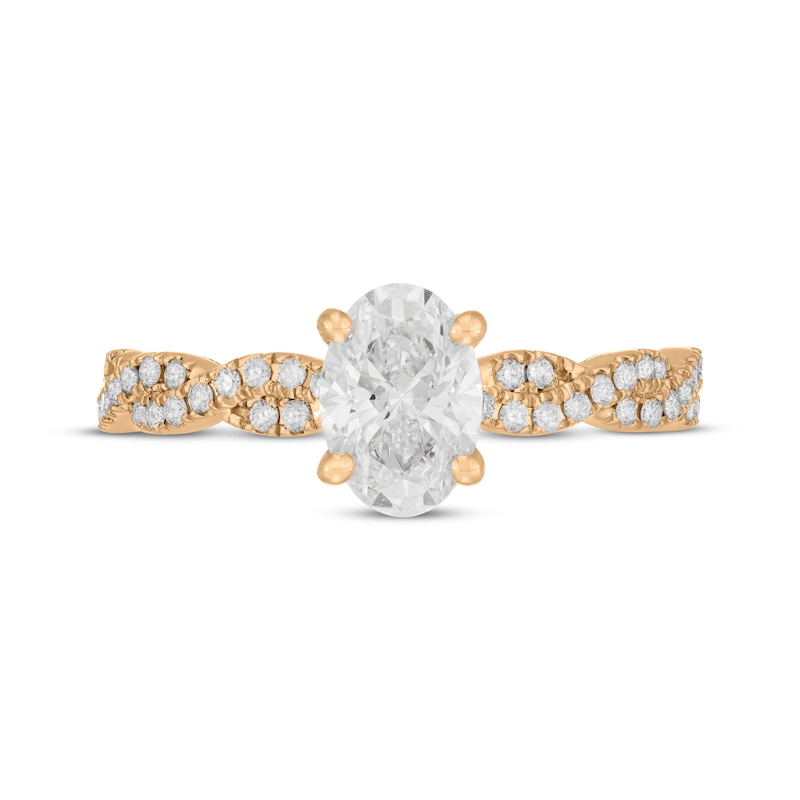Neil Lane Artistry Oval-Cut Lab-Created Diamond Twist Shank Engagement Ring 1-1/3 ct tw 14K Yellow Gold