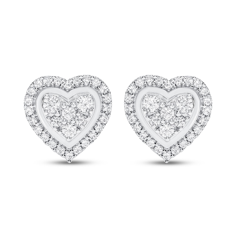 Previously Owned Diamond Heart Stud Earrings 1/3 ct tw Round-cut 10K White Gold