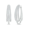 Thumbnail Image 0 of Previously Owned Diamond Three-Row Pave Hoop Earrings 1 ct tw Round-cut 10K White Gold