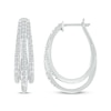 Thumbnail Image 2 of Previously Owned Diamond Three-Row Pave Hoop Earrings 1 ct tw Round-cut 10K White Gold