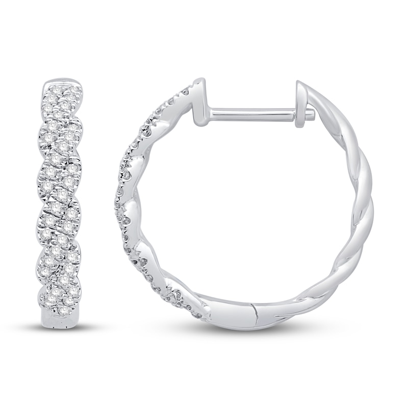 Previously Owned Circle of Gratitude Diamond Hoop Earrings 1/5 ct tw Round-cut 10K White Gold