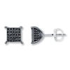 Thumbnail Image 0 of Previously Owned Men's Black Diamond Earrings 1/4 ct tw Round-cut 10K White Gold