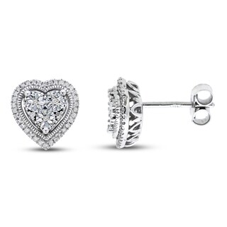 Diamond Heart Earrings 1/10 ct tw Sterling Silver|Kay