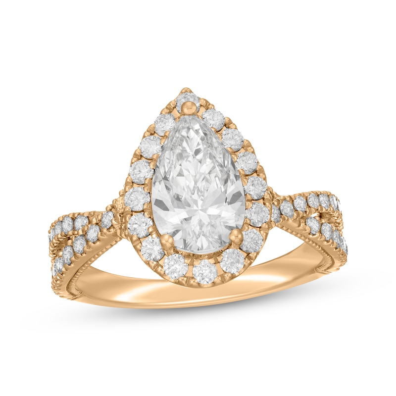 Neil Lane Artistry Pear-Shaped Lab-Created Diamond Engagement Ring 2-1/3 ct tw 14K Yellow Gold