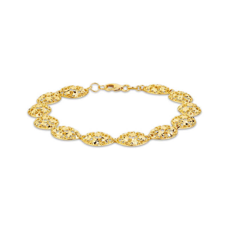 Italian Brilliance Diamond-Cut Oval Link Bracelet 14K Yellow Gold 7.75"
