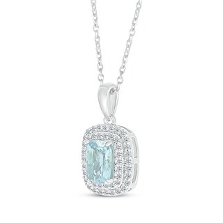 Genuine Amethyst and Lab Diamond Silver Cushion Cut Halo Necklace main image 1