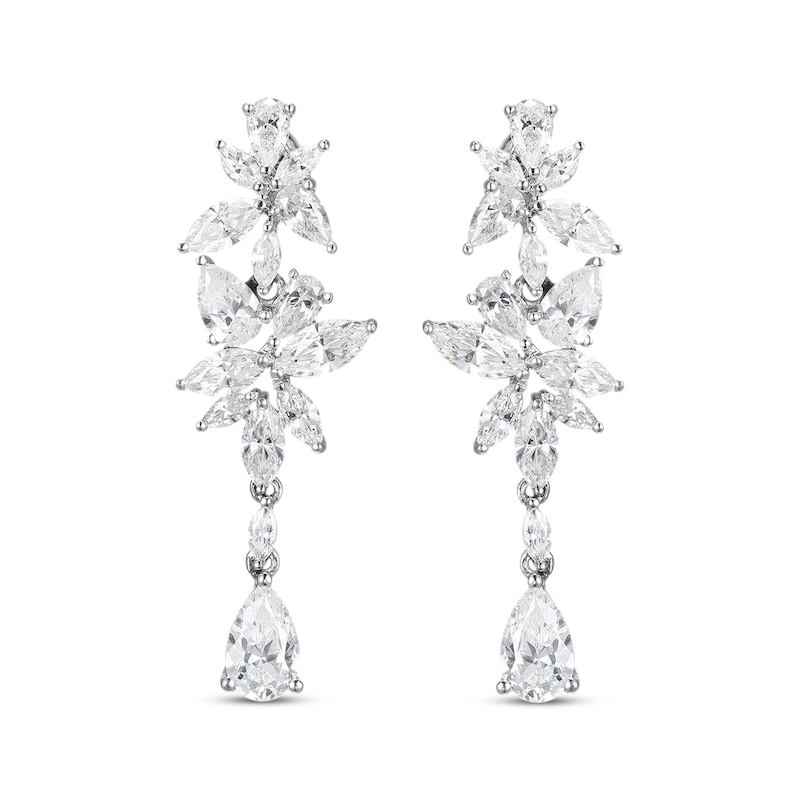 Pear-Shaped & Marquise-Cut White Lab-Created Sapphire Drop Earrings Sterling Silver
