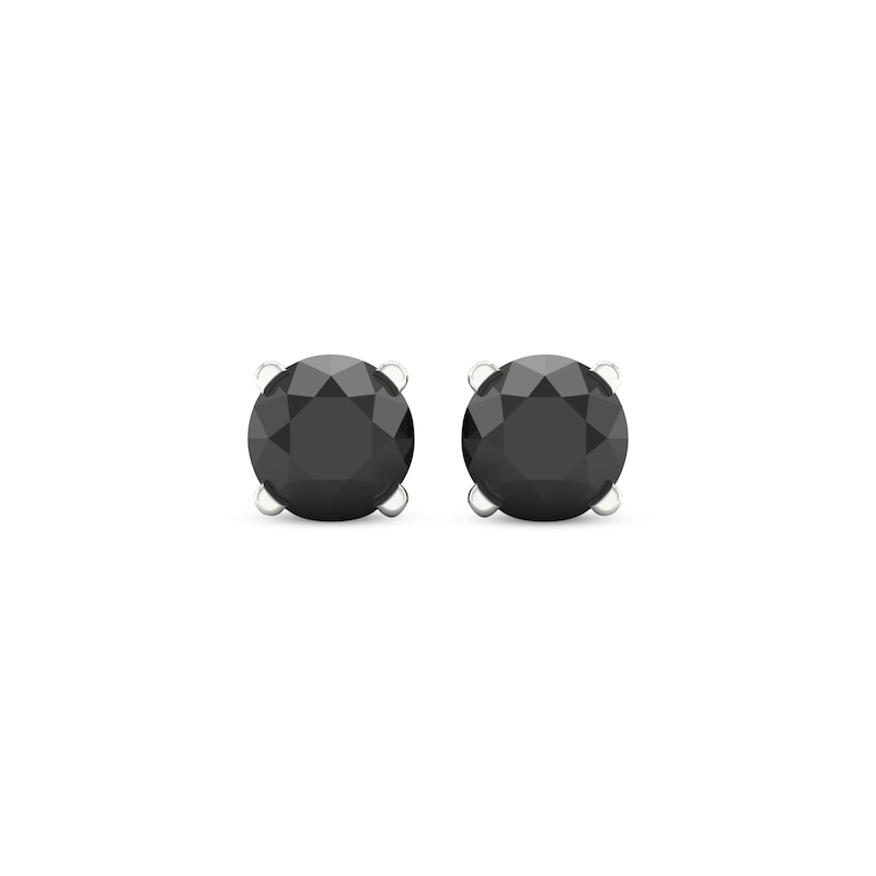 Round-cut Black Diamond Solitaire Stud Earrings 2 ct tw 10K White Gold