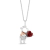 Thumbnail Image 0 of Disney Treasures 100 Years of Disney Winnie the Pooh Heart-Cut Garnet & Diamond Accent Necklace Sterling Silver & 10K Rose Gold 19"