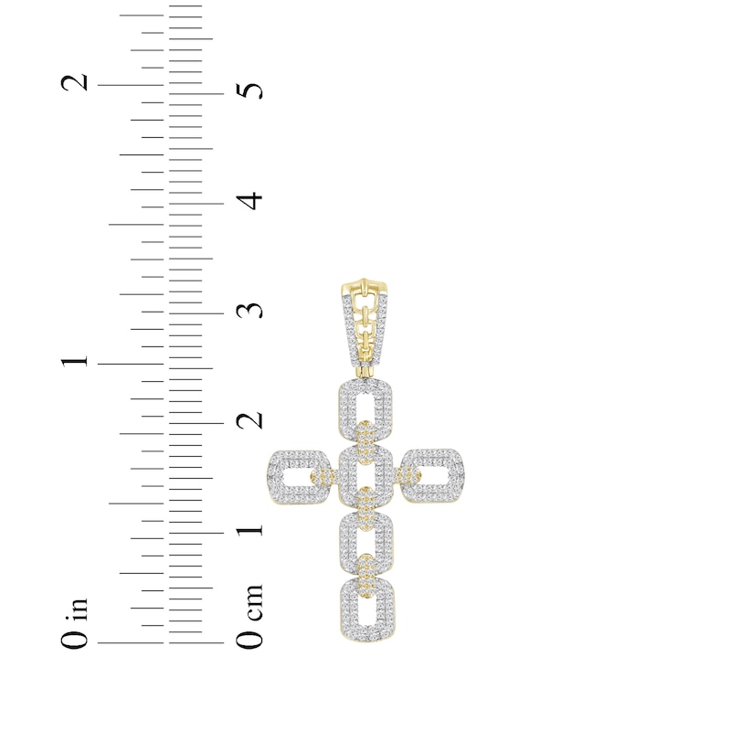 Linked Always Men's Diamond Chain Link Cross Charm 1 ct tw 10K Yellow Gold