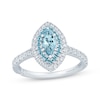 Thumbnail Image 0 of Monique Lhuillier Bliss Marquise-Cut Aquamarine, Swiss Blue Topaz & Diamond Engagement Ring 5/8 ct tw 14K White Gold