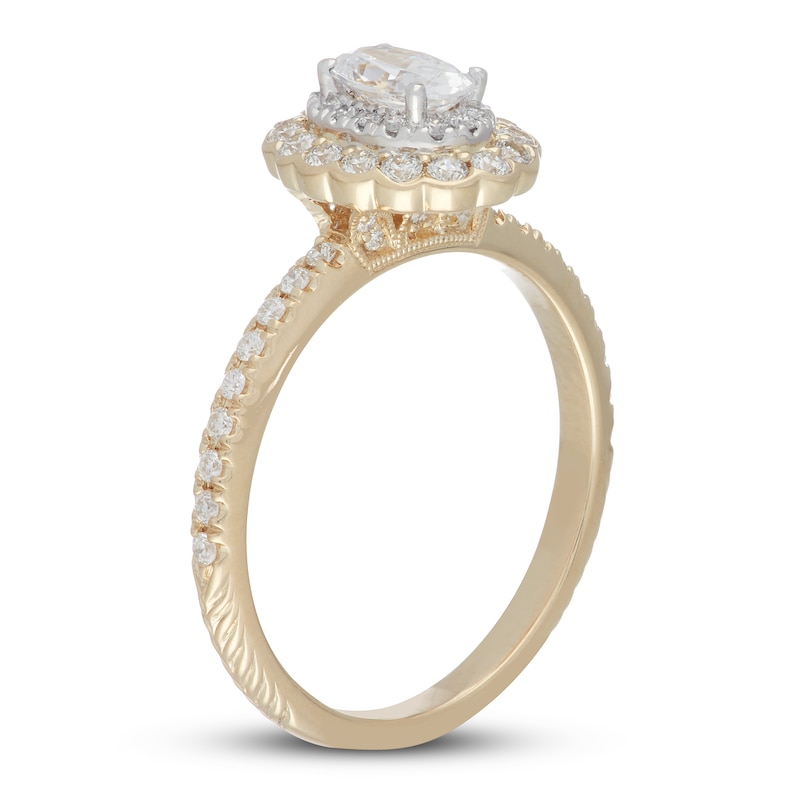 Neil Lane Diamond Engagement Ring 7/8 ct tw Oval/Round 14K Two-Tone Gold