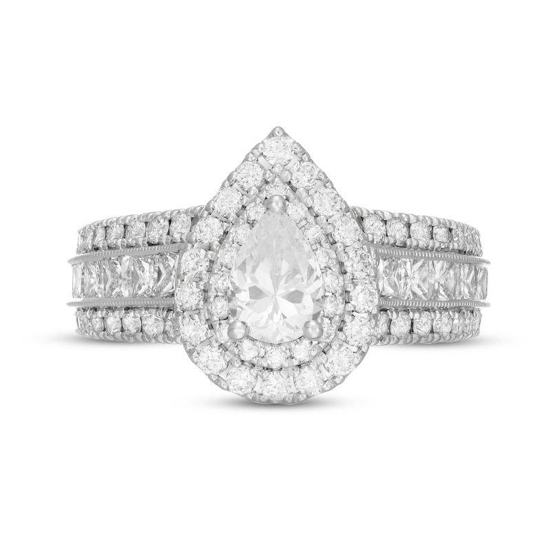 Neil Lane Diamond Engagement Ring 2-3/8 ct tw Pear, Round & Princess-cut 14K White Gold