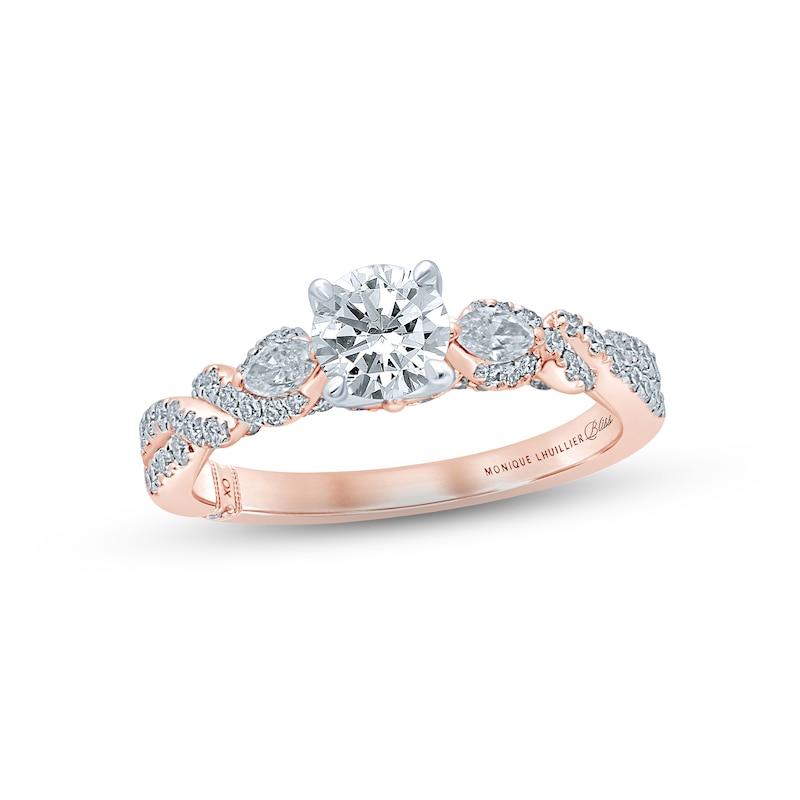Monique Lhuillier Bliss Diamond Engagement Ring 1-1/8 ct tw Round & Marquise-cut 18K Two-Tone Gold