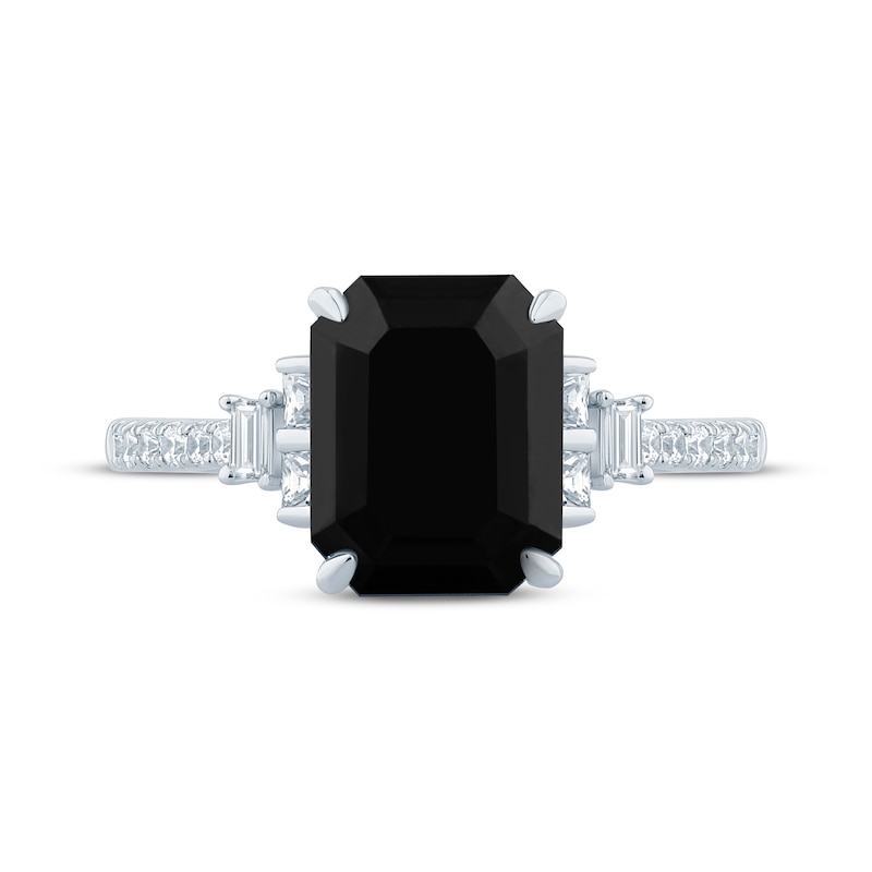 Monique Lhuillier Bliss Emerald-Cut Black & White Diamond Engagement Ring 4-1/3 ct tw 14K White Gold