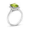 Thumbnail Image 1 of Monique Lhuillier Bliss Radiant-Cut Peridot & Diamond Frame Engagement Ring 1/4 ct tw 14K White Gold