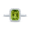 Thumbnail Image 3 of Monique Lhuillier Bliss Radiant-Cut Peridot & Diamond Frame Engagement Ring 1/4 ct tw 14K White Gold