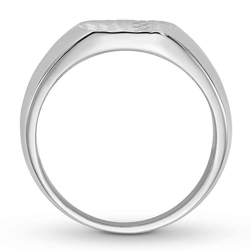 Men's Textured Signet Ring Stainless Steel