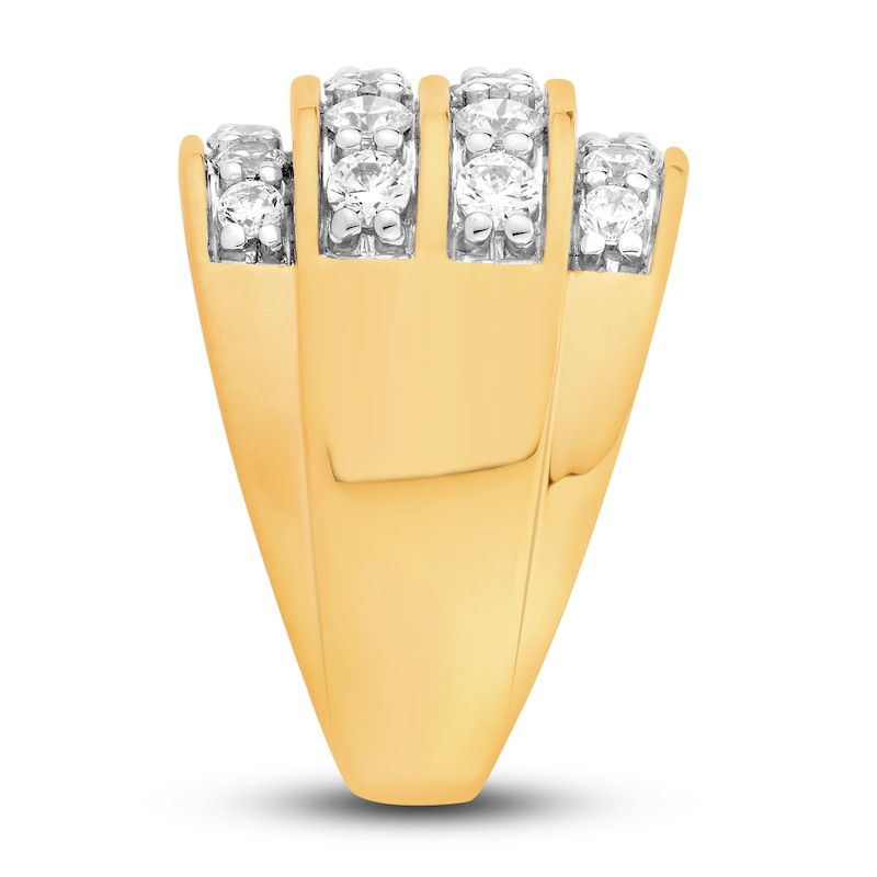 Men's Diamond Four-Row Ring 3 ct tw Round-cut 10K Yellow Gold