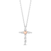 Thumbnail Image 0 of Hallmark Diamonds Cross Necklace 1/10 ct tw Sterling Silver & 10K Rose Gold 18"