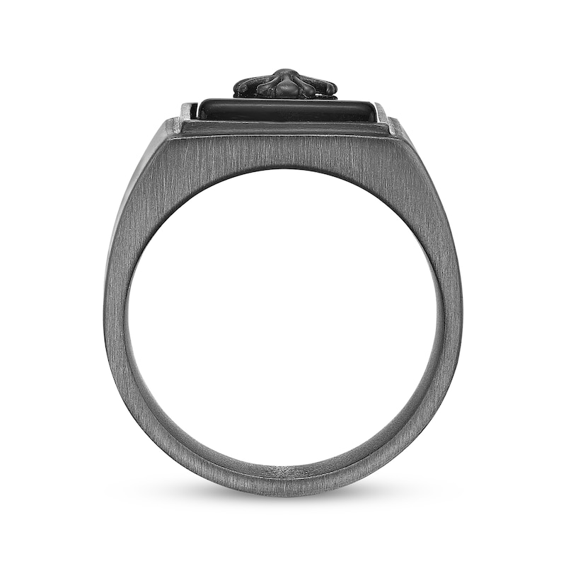 Men's Black Square Agate Ring Black Ion-Plated Stainless Steel
