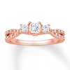 Thumbnail Image 0 of Memories Moments Magic Diamond Engagement Ring 1/2 ct tw Princess/Round 14K Rose Gold