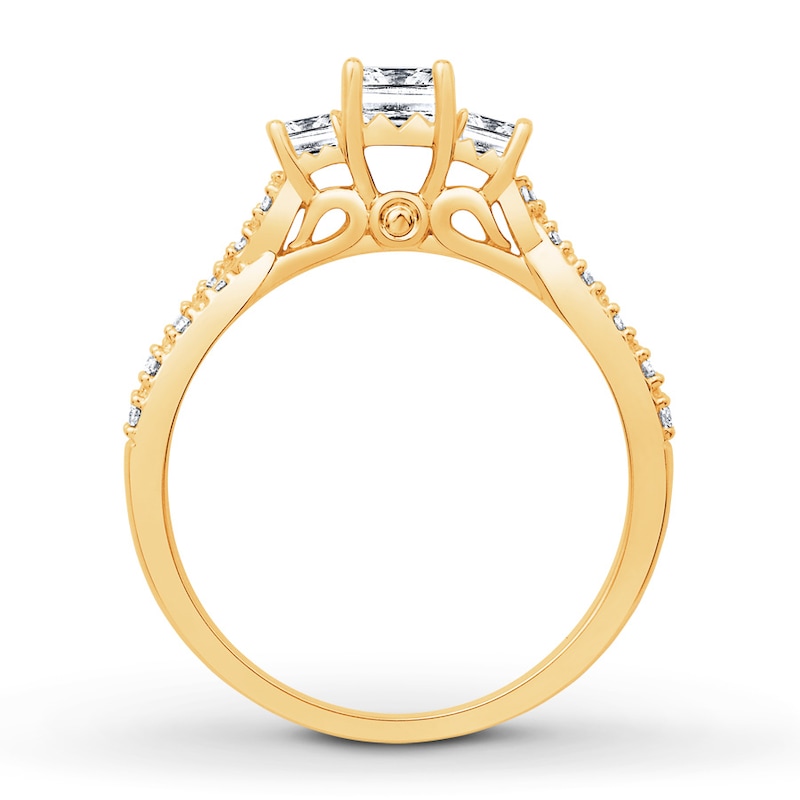 Memories Moments Magic Diamond Engagement Ring 1/2 cttw Princess/Round 14K Yellow Gold