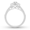 Thumbnail Image 1 of Diamond Engagement Ring 1/2 ct tw Pear & Round 14K White Gold