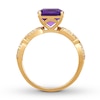 Thumbnail Image 1 of Cushion-cut Amethyst Engagement Ring 1/4 ct tw Diamonds 14K Yellow Gold