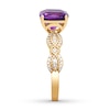 Thumbnail Image 2 of Cushion-cut Amethyst Engagement Ring 1/4 ct tw Diamonds 14K Yellow Gold