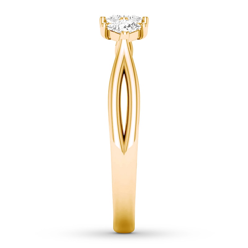 Memories Moments Magic Three-Stone Diamond Ring 3/8 ct tw Princess-cut 10K Yellow Gold