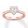 Thumbnail Image 0 of Heart Framed Round Diamond Engagement Ring 1/3 ct tw 10K Rose Gold