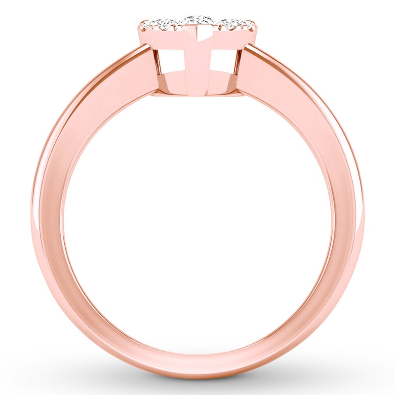 Heart Framed Round Diamond Engagement Ring 1/3 ct tw 10K Rose Gold