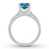 Thumbnail Image 2 of Blue Topaz Engagement Ring 1/4 ct tw Diamonds 14K White Gold