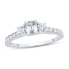 Thumbnail Image 0 of Memories Moments Magic 3-Stone Diamond Engagement Ring 1 ct tw Emerald & Round 14K White Gold