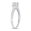 Thumbnail Image 1 of Memories Moments Magic 3-Stone Diamond Engagement Ring 1 ct tw Emerald & Round 14K White Gold