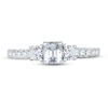 Thumbnail Image 2 of Memories Moments Magic 3-Stone Diamond Engagement Ring 1 ct tw Emerald & Round 14K White Gold