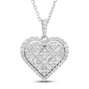 Thumbnail Image 0 of Neil Lane Diamond Heart Necklace 1/2 ct tw Baguette & Round-cut 14K White Gold 19"