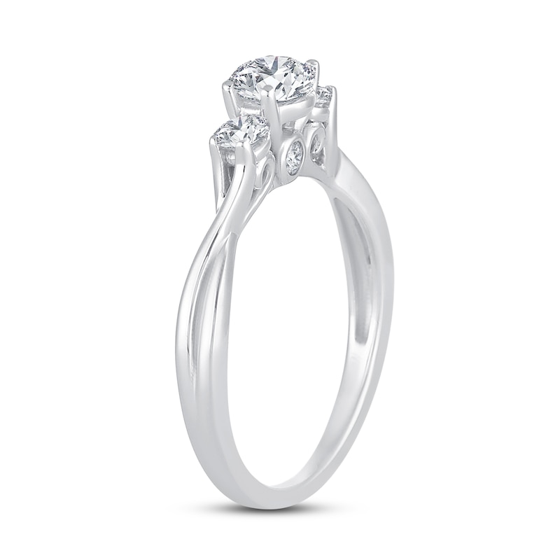 Memories Moments Magic 3-Stone Diamond Engagement Ring 3/4 ct tw Round-cut 14K White Gold