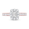 Thumbnail Image 2 of Diamond Engagement Ring 3/4 ct tw Emerald, Round & Baguette 14K Rose Gold